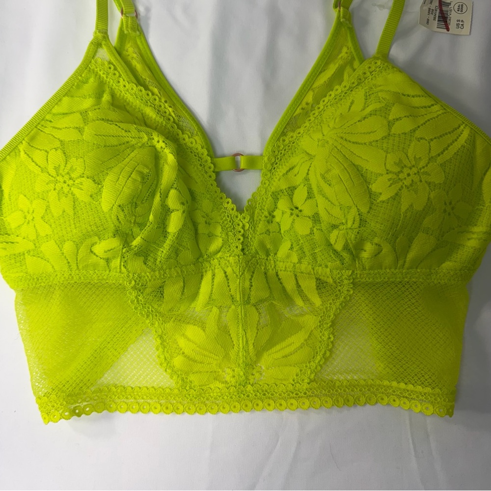 Aerie Lace Bralette in Neon Yellow-Green Size Small NWT - Picture 3 of 7
